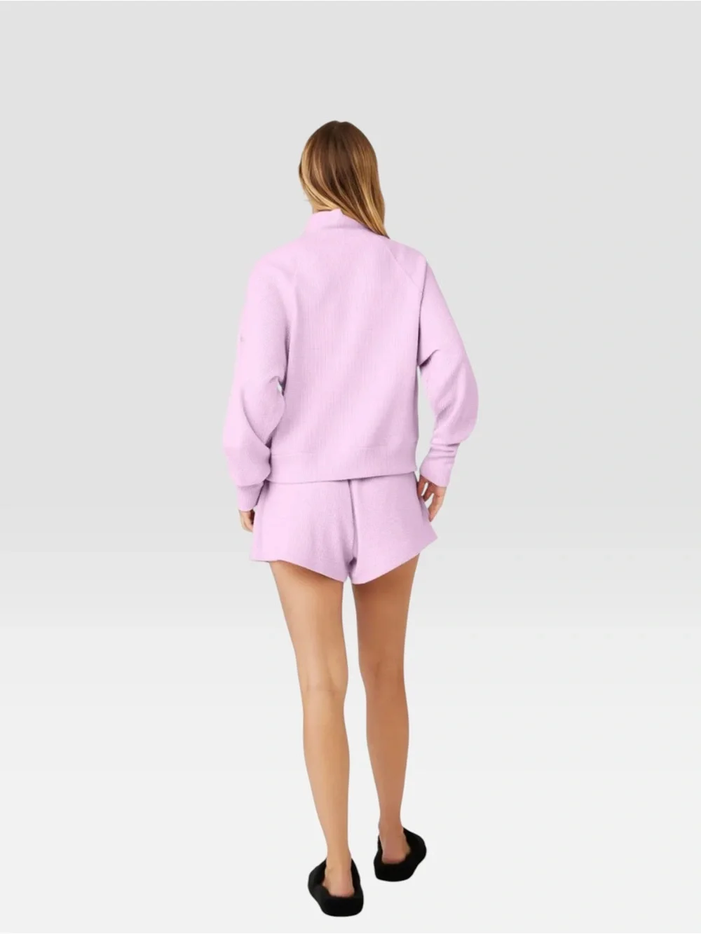 Alo Yoga Sugar Plum Waffle Weekend Escape Mock Neck Sweatshirt Small